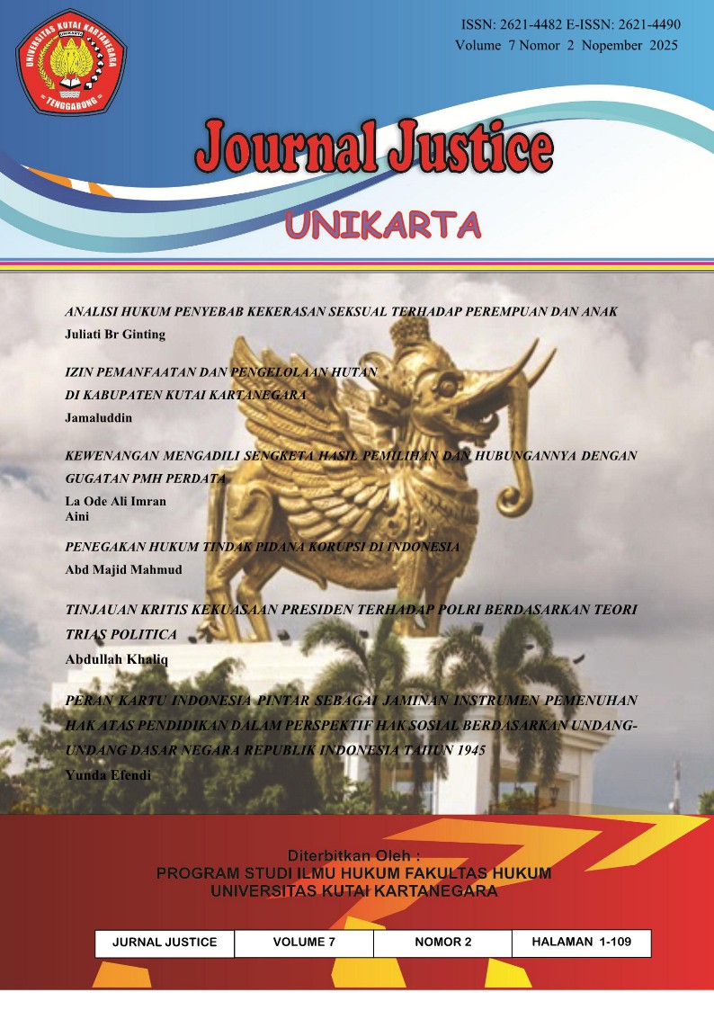 					View Vol. 7 No. 2 (2025): Journal Justice
				